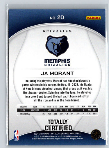 2024-25 Panini Totally Certified #20 Ja Morant P65