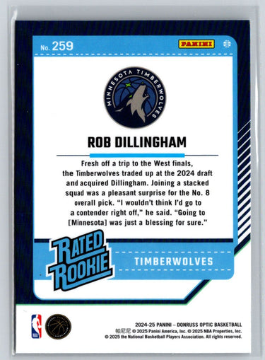 2024-25 Donruss Optic #259 Rob Dillingham P65
