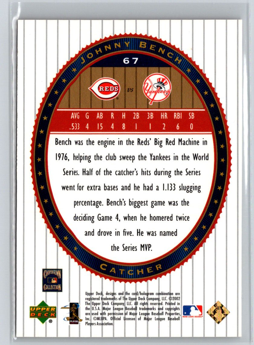 2002 Upper Deck World Series Heroes #67 Johnny Bench P66