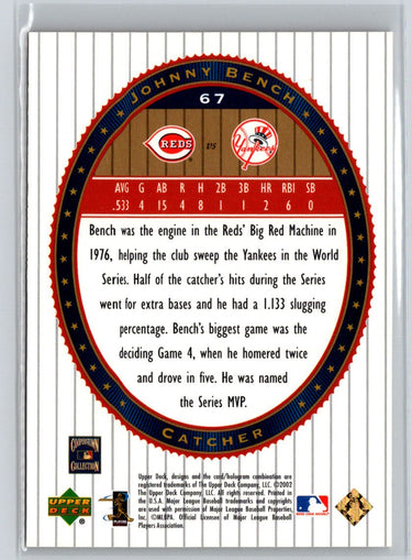 2002 Upper Deck World Series Heroes #67 Johnny Bench P66