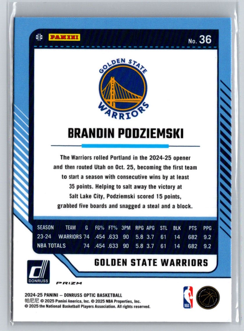 2024-25 Donruss Optic #36 Brandin Podziemski Hyper Pink P66