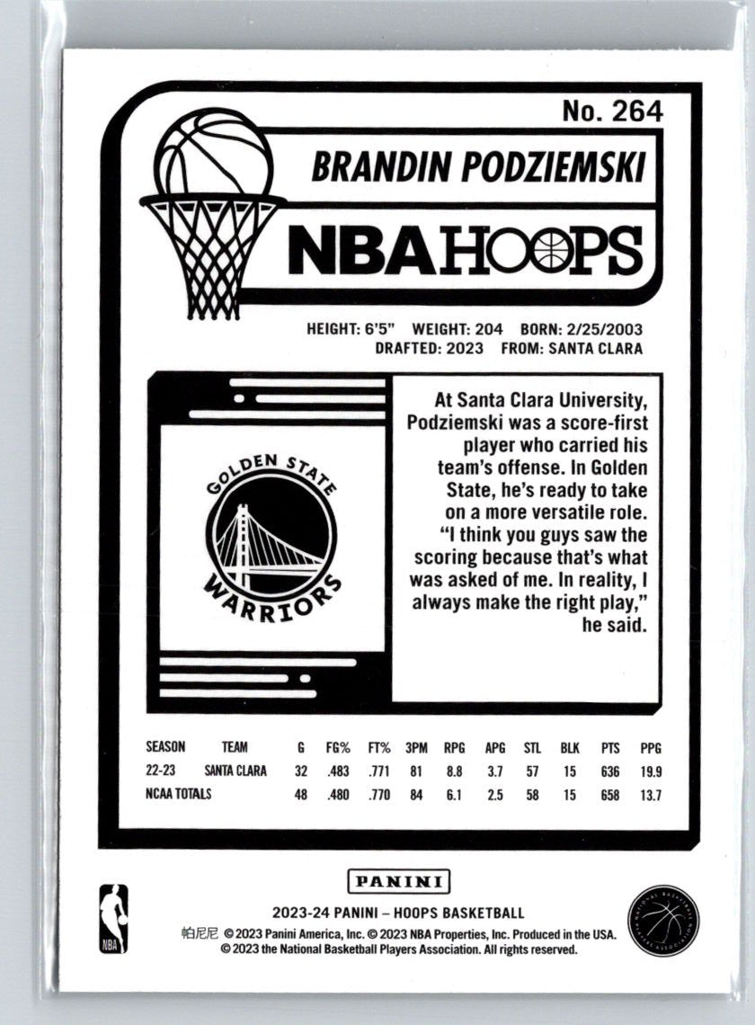 2023-24 Hoops Winter #264 Brandin Podziemski P66