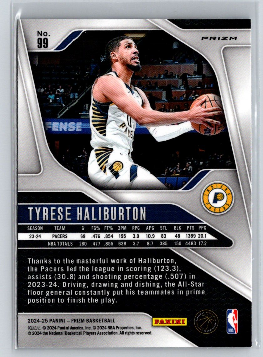 2024-25 Panini Prizm #99 Tyrese Haliburton Prizms Red White and Blue P67