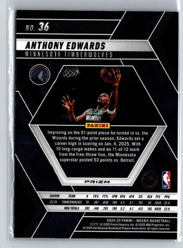 2024-25 Panini Mosaic #36 Anthony Edwards Mosaic P67