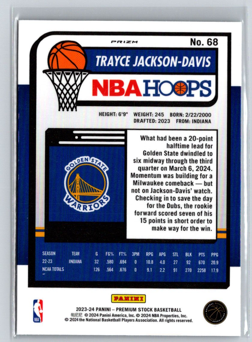 2023-24 Hoops Premium Stock #68 Trayce Jackson-Davis Premium P68