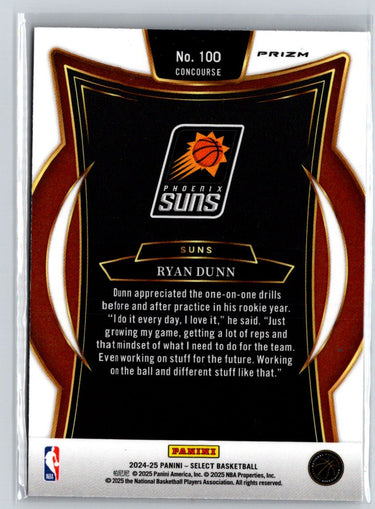 2024-25 Panini Select Ryan Dunn #100 Red Cracked Ice Prizm