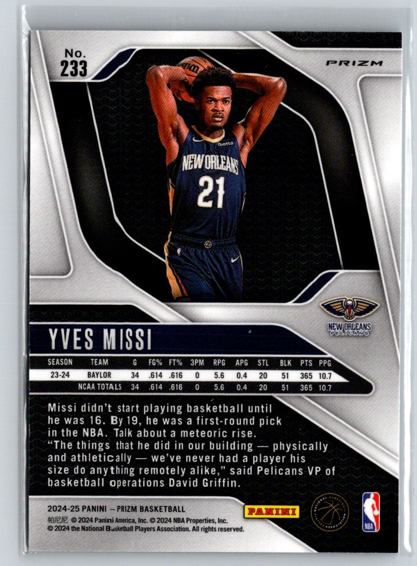 2024-25 Panini Prizm #233 Yves Missi Prizms Green P68