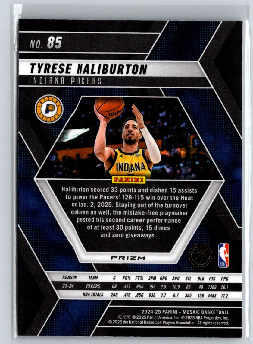 2024-25 Panini Mosaic #85 Tyrese Haliburton Mosaic P69