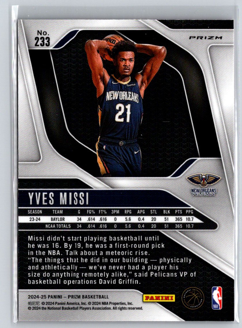 2024-25 Panini Prizm #233 Yves Missi Prizms Pink Ice P69
