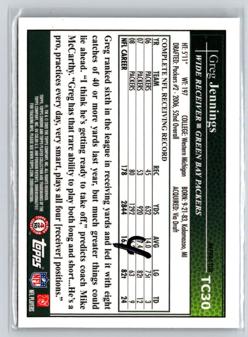 2009 Topps Chrome #TC30 Greg Jennings Refractors P70