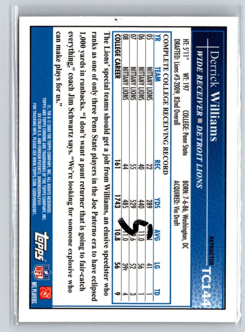 2009 Topps Chrome #TC144 Derrick Williams Refractors P70