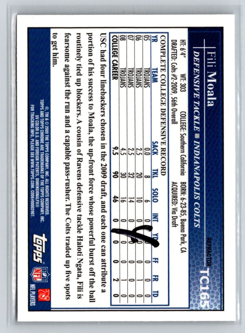 2009 Topps Chrome #TC165 Fili Moala Refractors P70