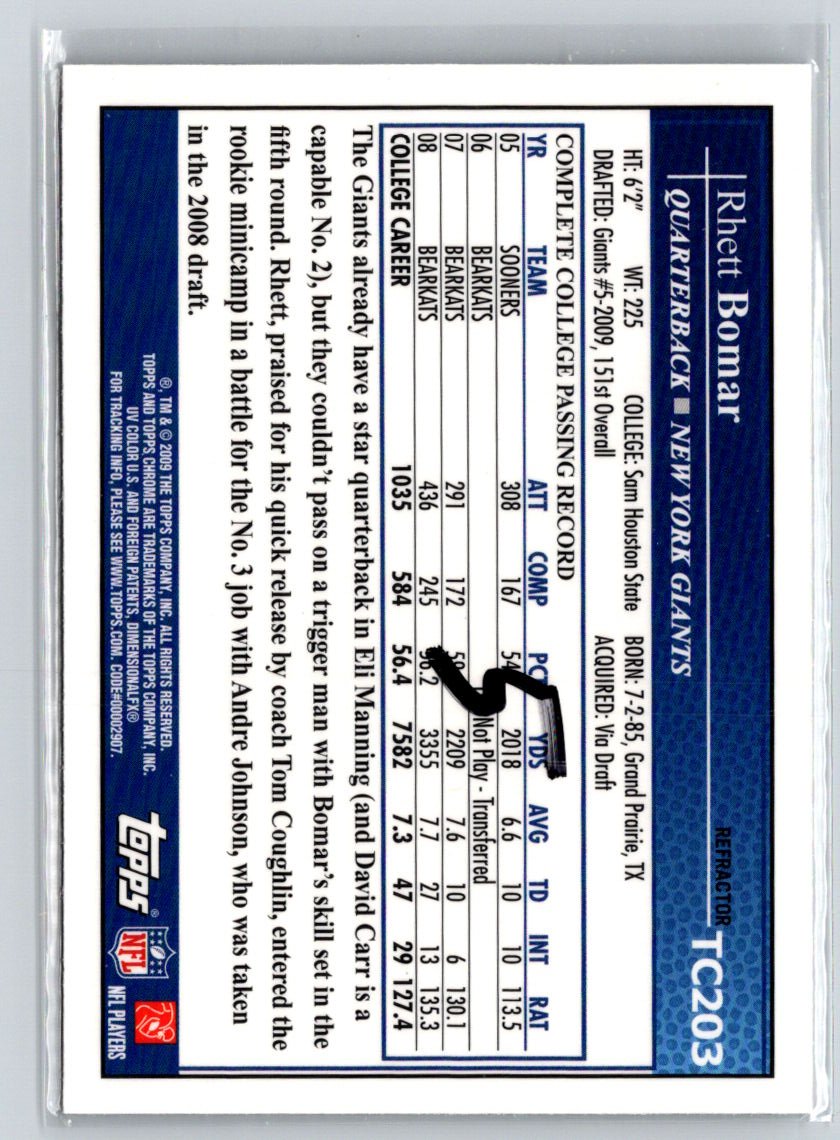 2009 Topps Chrome #TC203 Rhett Bomar Refractors P70