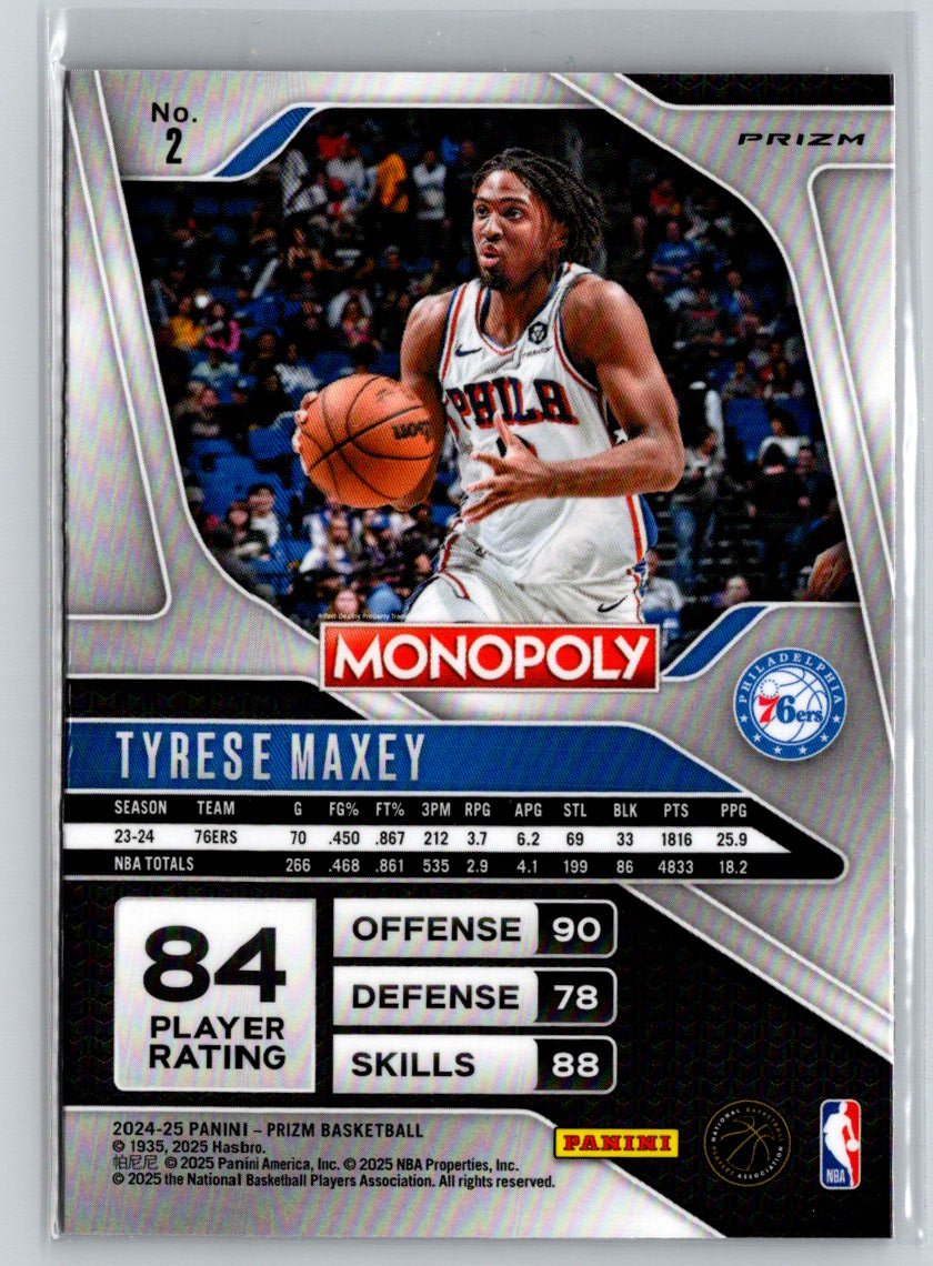 2024-25 Panini Prizm Monopoly #2 Tyrese Maxey Red Prizms Q01