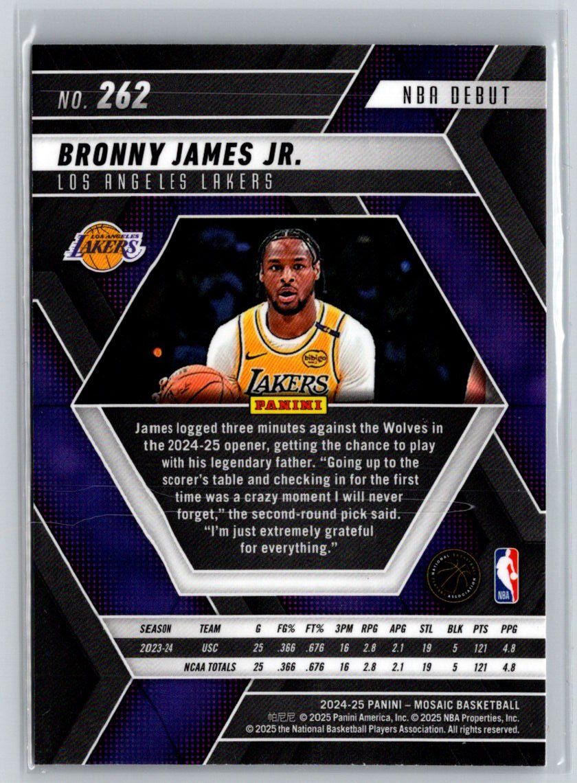2024-25 Panini Mosaic #262 Bronny James Jr. Q01