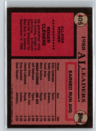 1989 Topps #405 Roger Clemens Q02
