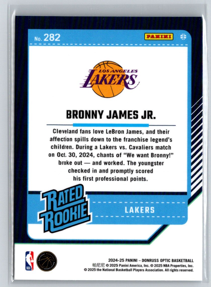 2024-25 Donruss Optic #282 Bronny James Jr. Q02