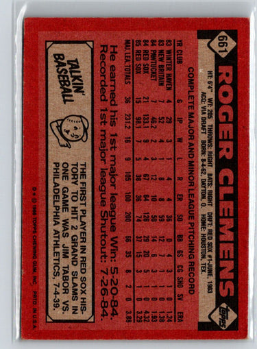 1986 Topps #661 Roger Clemens Q03