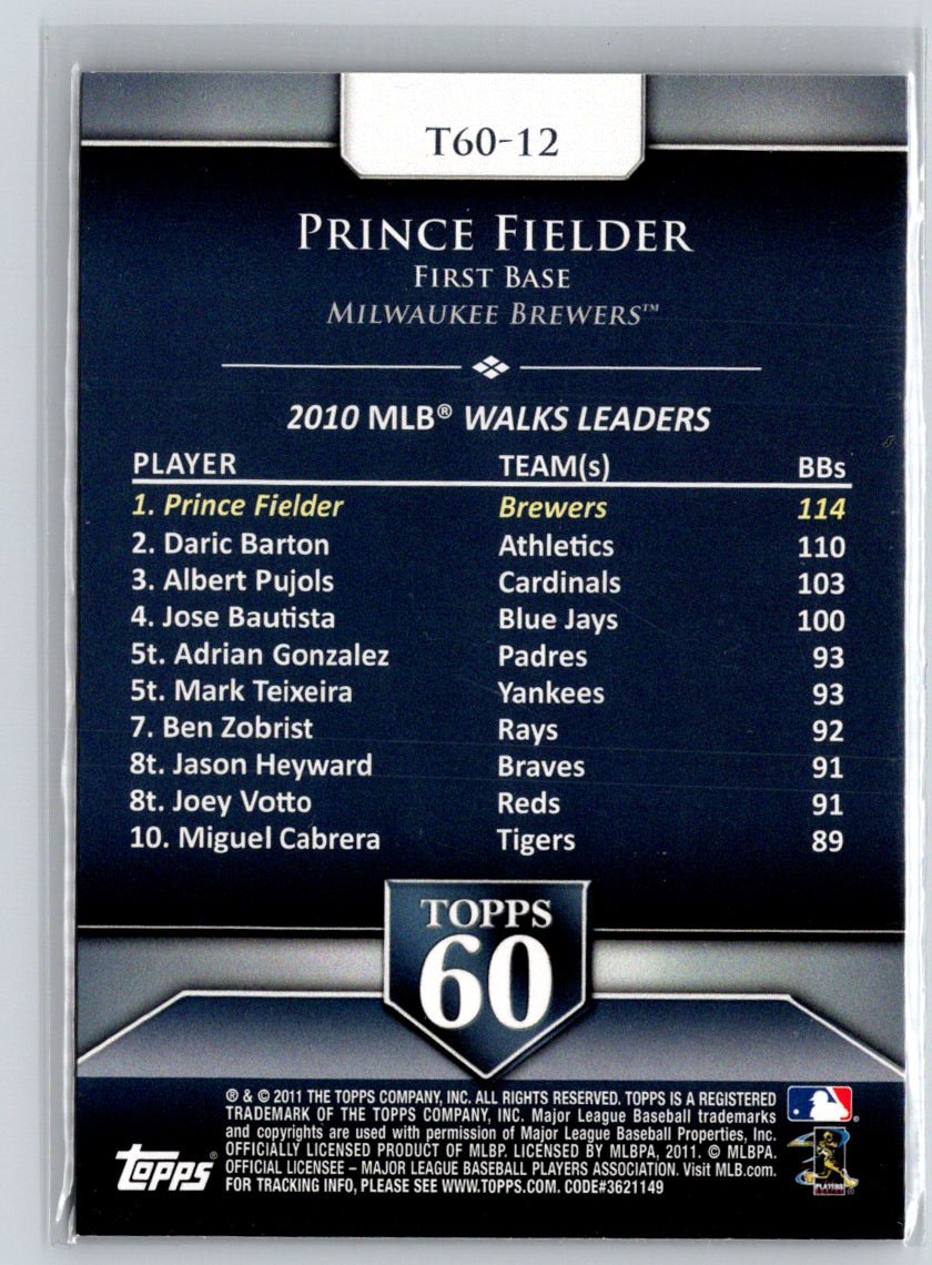 2011 Topps #T60-12 Prince Fielder Topps 60 Q03