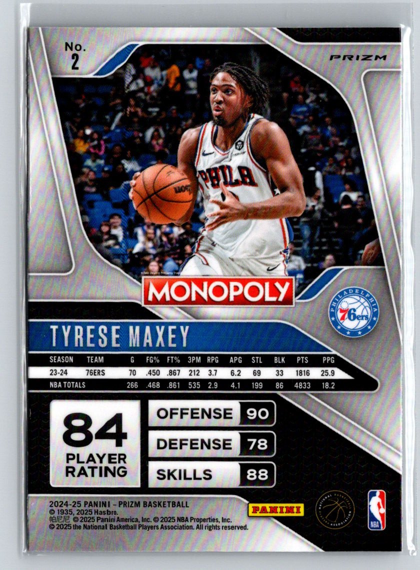 2024-25 Panini Prizm Monopoly #2 Tyrese Maxey Ice Prizms Q03