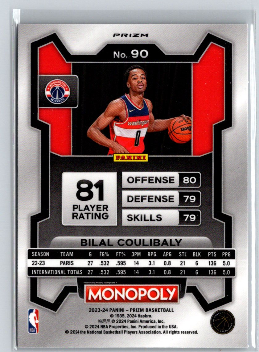 2023-24 Panini Prizm Monopoly #90 Bilal Coulibaly Silver Q03