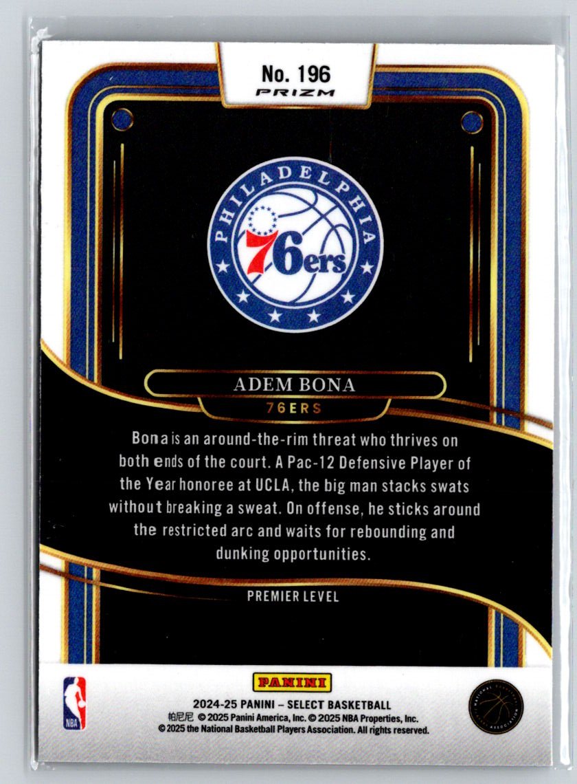 2024-25 Panini Select #196 Adem Bona Red Cracked Ice Prizm Q04