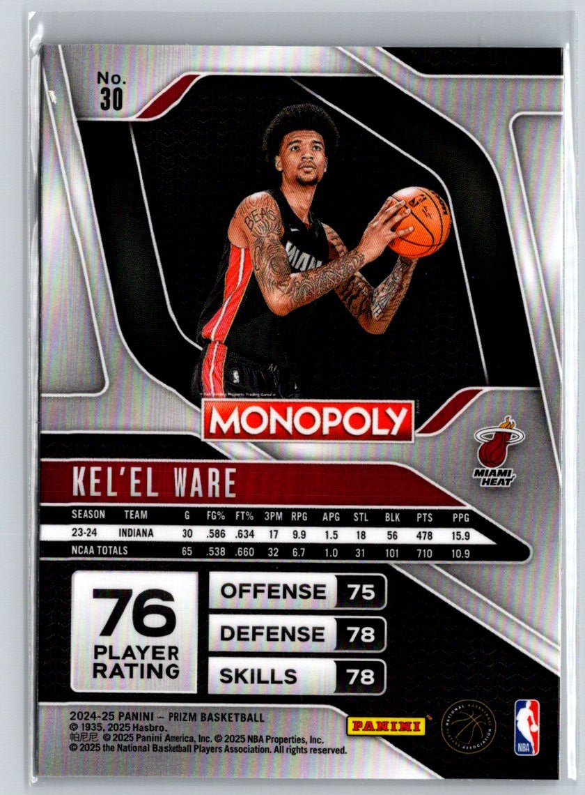2024-25 Panini Prizm Monopoly #30 Kel'el Ware Q04