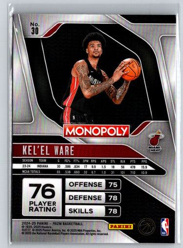 2024-25 Panini Prizm Monopoly #30 Kel'el Ware Q04
