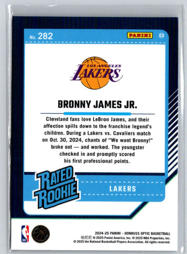 2024-25 Donruss Optic #282 Bronny James Jr. Q04