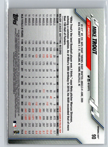 2020 Topps Opening Day #90 Mike Trout Q04