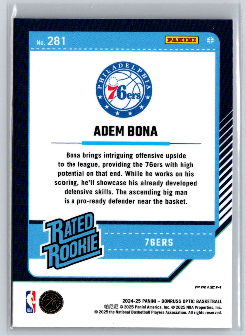 2024-25 Donruss Optic #281 Adem Bona Purple Q05