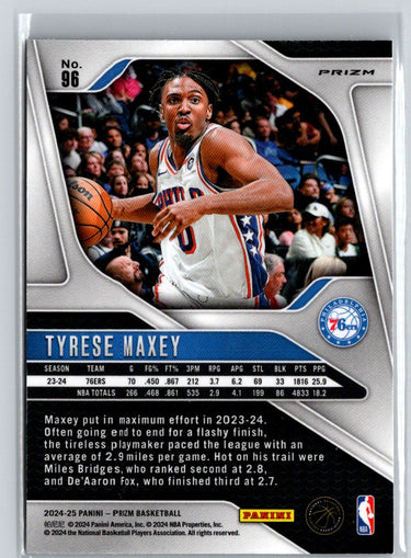 2024-25 Panini Prizm #96 Tyrese Maxey Prizms Ice Q06