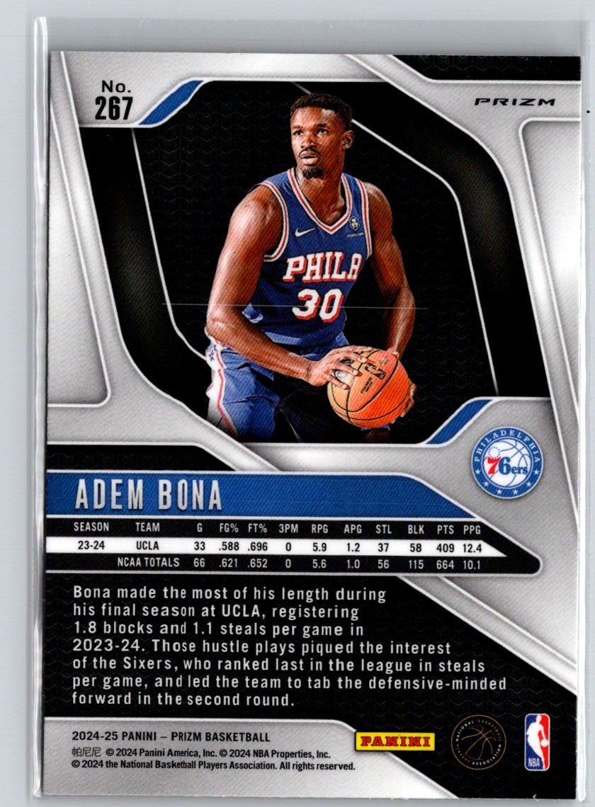 2024-25 Panini Prizm #267 Adem Bona Prizms Orange Ice Q07