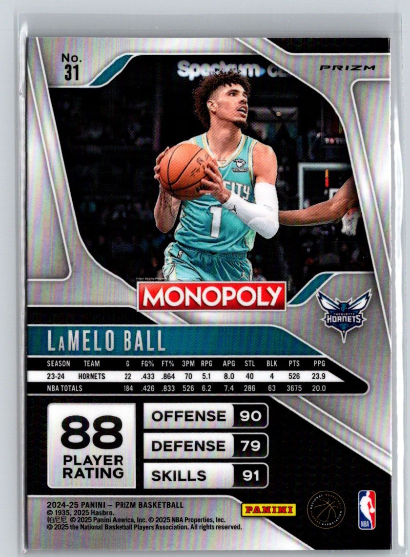 2024-25 Panini Prizm Monopoly #31 LaMelo Ball Red Prizms Q07