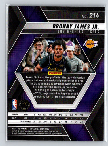 2024-25 Panini Mosaic #214 Bronny James Jr. Q07