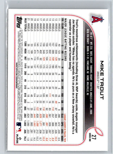 2022 Topps Opening Day #27 Mike Trout Q07