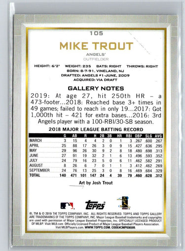 2019 Topps Gallery #105 Mike Trout Q08