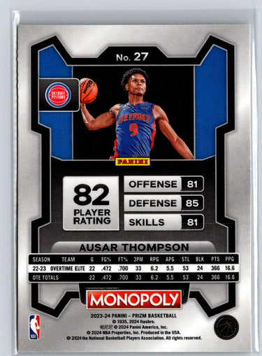 2023-24 Panini Prizm Monopoly #27 Ausar Thompson Q08