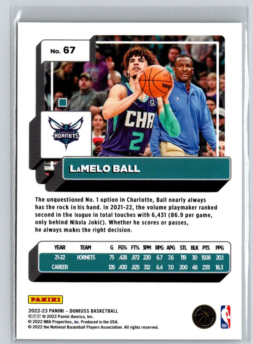 2022-23 Donruss #67 LaMelo Ball Holo Laser Green Q08