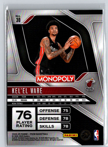 2024-25 Panini Prizm Monopoly #30 Kel'el Ware Q09