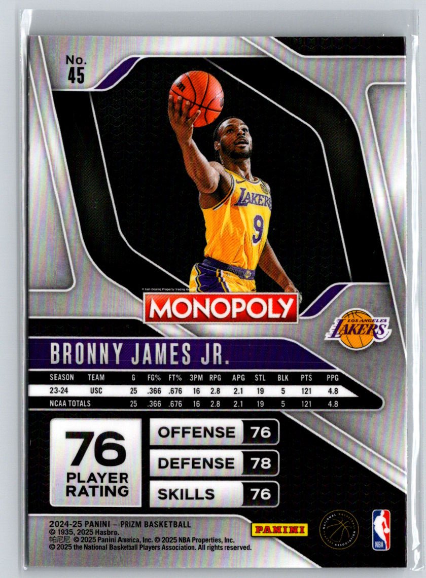 2024-25 Panini Prizm #45 Bronny James Jr. Q09