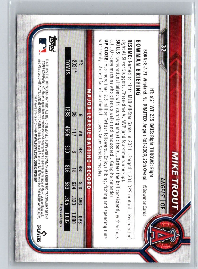 2022 Bowman #32 Mike Trout Q09