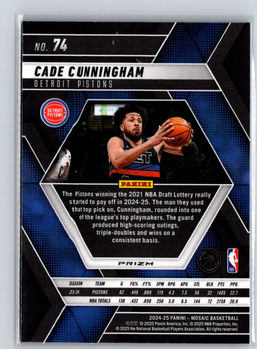 2024-25 Panini Mosaic #74 Cade Cunningham Reactive Blue Mosaic Q10