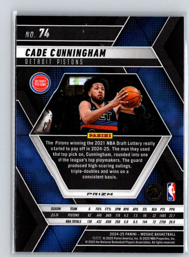 2024-25 Panini Mosaic #74 Cade Cunningham Reactive Blue Mosaic Q10