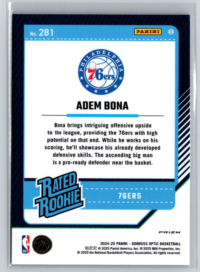 2024-25 Donruss Optic #281 Adem Bona Hyper Pink Q10