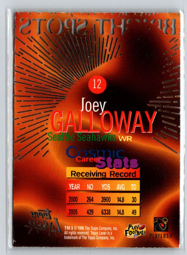1996 Topps Laser #12 Joey Galloway Bright Spots Q11
