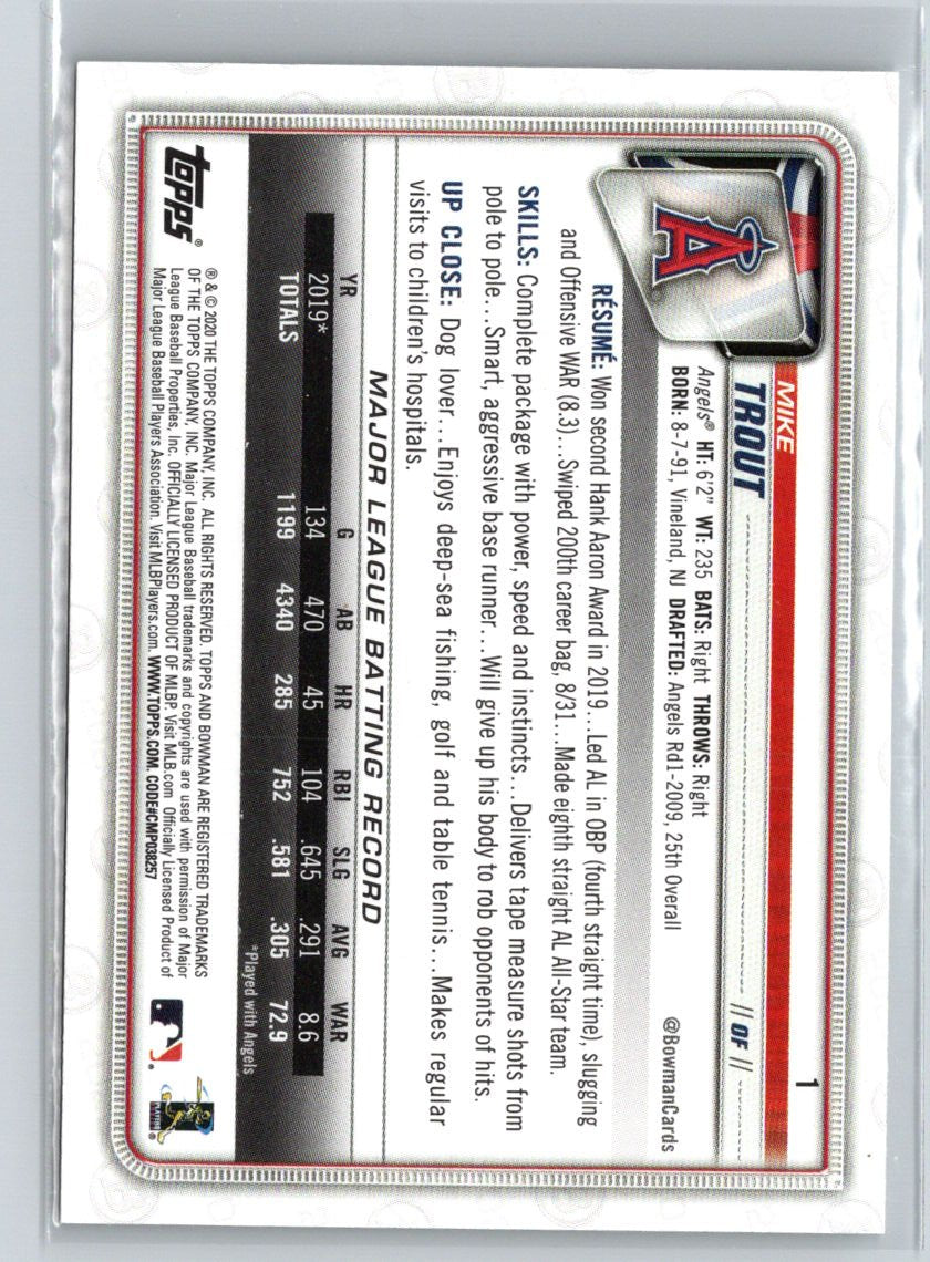 2020 Bowman #1 Mike Trout Q11