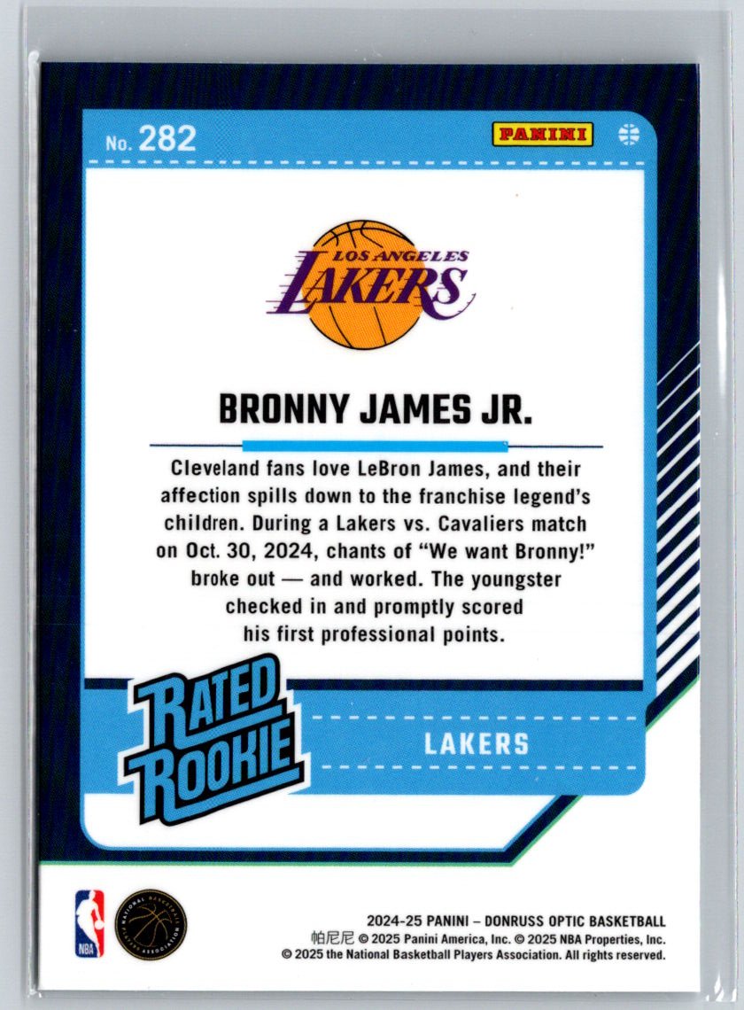 2024-25 Donruss Optic #282 Bronny James Jr. Q11