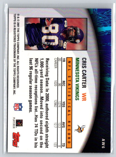 2001 Topps Chrome - Own the Game #AW6 Cris Carter Q13
