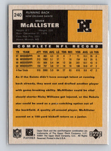 2001 Upper Deck Vintage #240 Deuce McAllister Q13